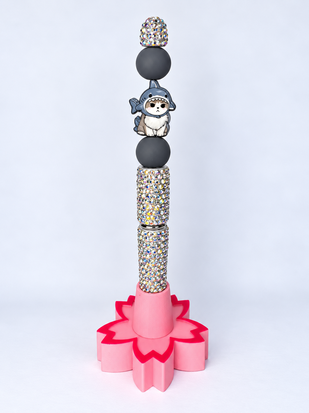 Mofusand cat shark beaded rhinestone pen