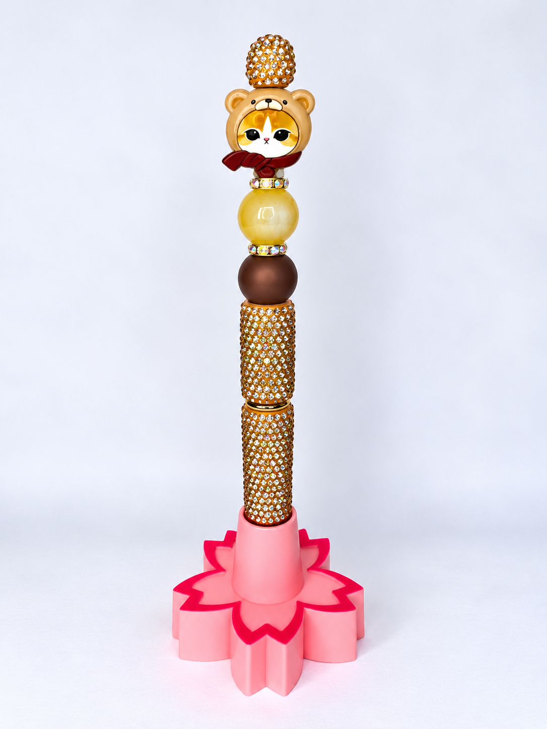 Mofusand dressed as a teddy bear beaded rhinestone pen